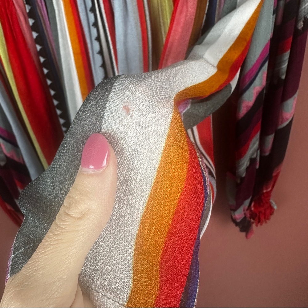 Bl^nk London Anthropologie MIRANDA PEASANT Grey Red Stripes Eclectic Size Small - Picture 8 of 9